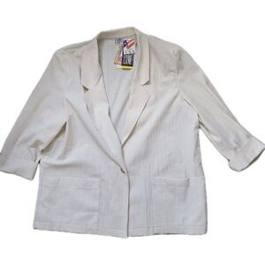 VTG NWT Cricket Lane Blazer Womens 20 Ivory Button Front Career Jacket USA Made